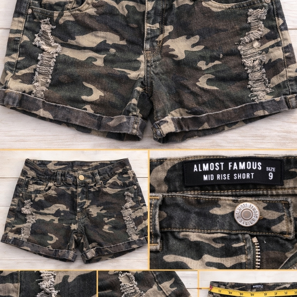 Almost Famous Camouflage Distressed Women Shorts